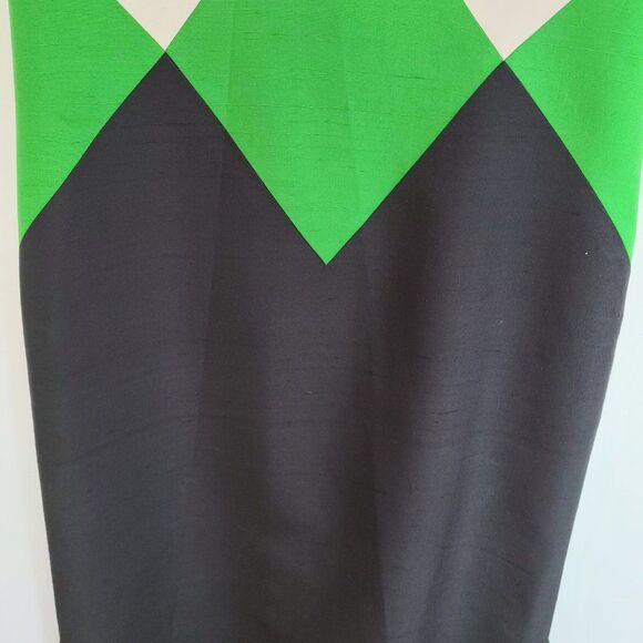 Richard Warren 100% Silk Dress Color Block Cream Green Navy Size 4 Hong Kong - Picture 7 of 16